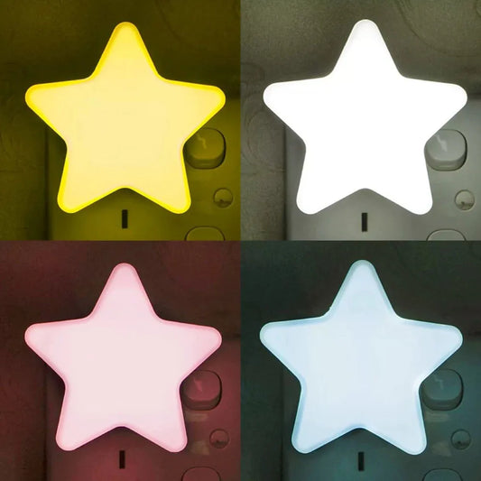 LED Star Night Light with EU/US Plug - Bedside Lamp for Bedroom, Nursery, Living Room & Corridor