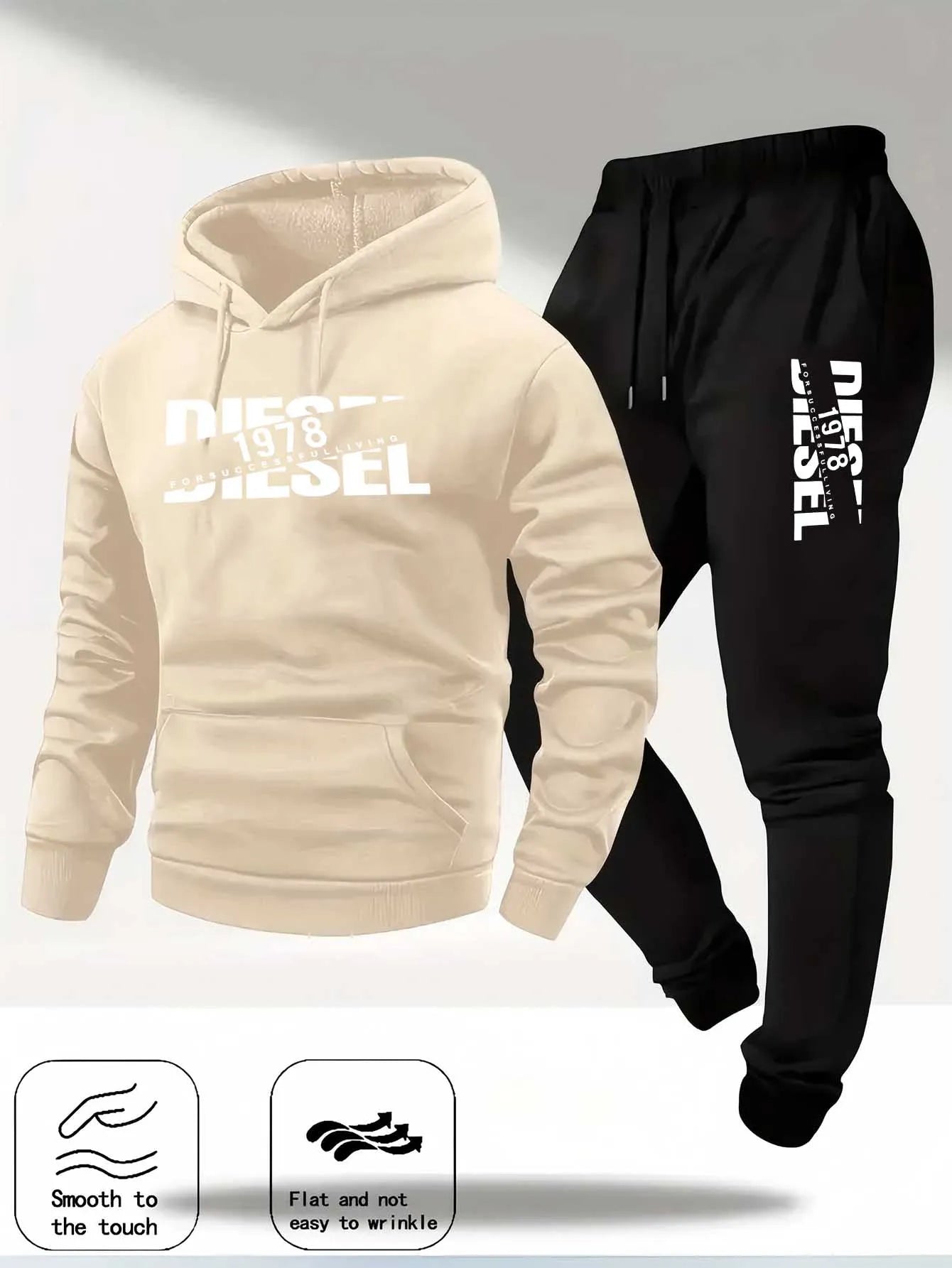 Men's Autumn/Winter Hooded Tracksuit Set – Casual Hoodie & Jogger Pants Two-Piece