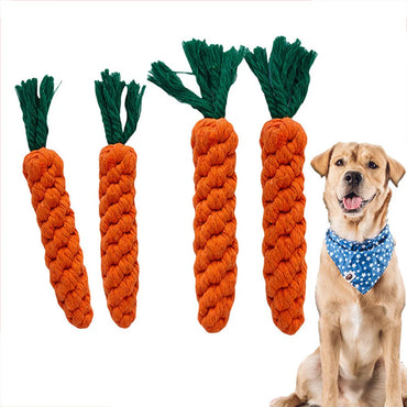 Carrot Rope Dog Toy 1-Pack – Durable Braided Cotton Chew Toy for Puppies & Dogs, 8.7 in (22 cm) Teeth Cleaning