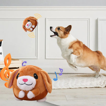 Automatic Plush Bouncing Dog Toy 5.9in (15 cm) Interactive Squeaky Self-Moving Bite-Resistant for Small & Medium Dogs