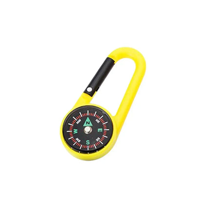 Mini Compass Carabiner Keychain — Camping & Hiking Backpack Buckle Survival Tool