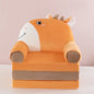 Foldable 3-Layer Plush Kids Sofa Chair Cartoon Baby Seat with Removable Cover