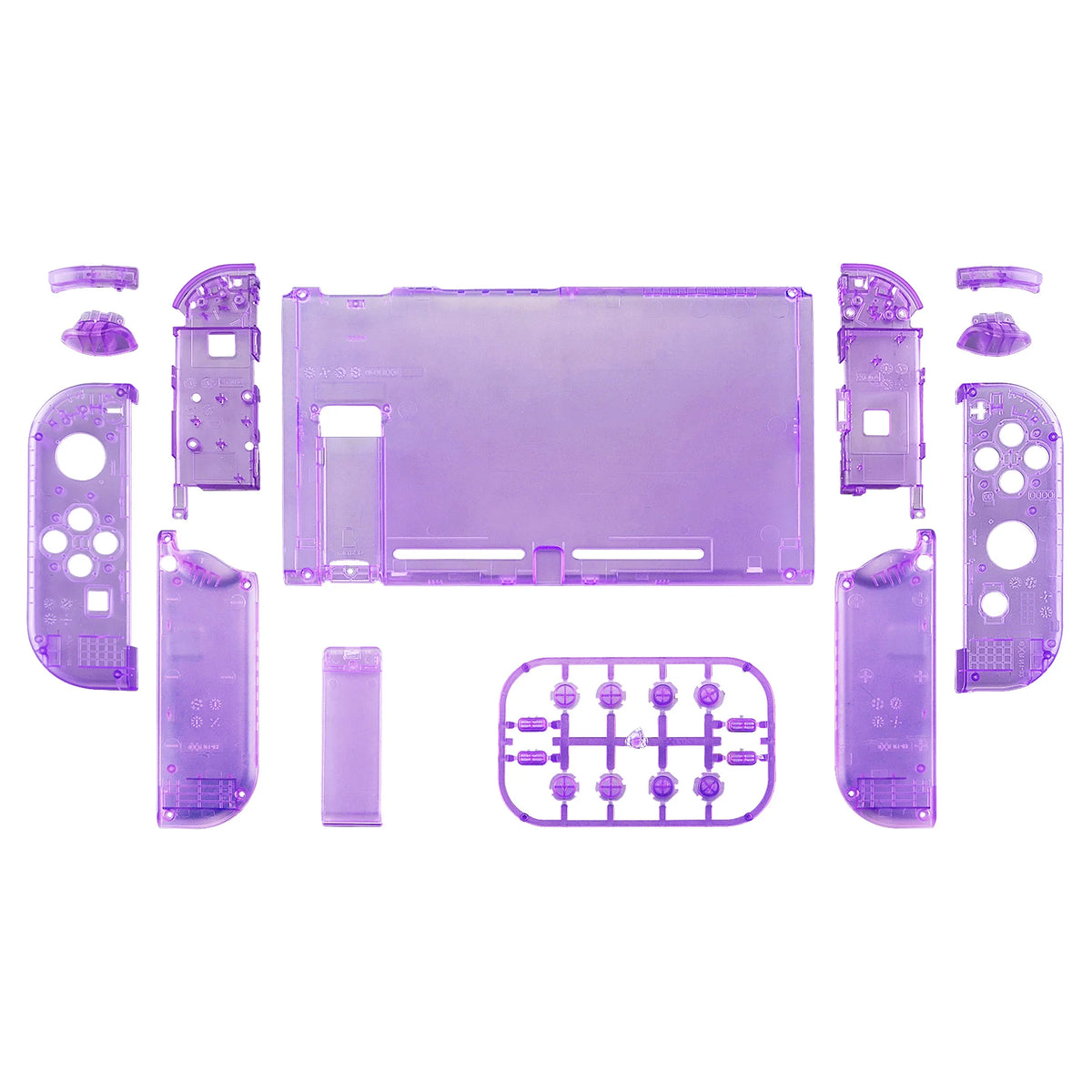 eXtremeRate Nintendo Switch Full Housing Shell Kit - Transparent Joy-Con & Console Back Plate with Buttons, 11 Colors