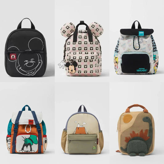 Cartoon Kids School Backpack for 4-6 Years, Nylon Zipper Two-Shoulder Bag