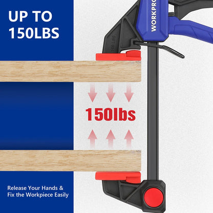 WORKPRO 4-Piece Bar Clamp Set – 4.5" & 6" F-Clamps for Woodworking & DIY Carpentry