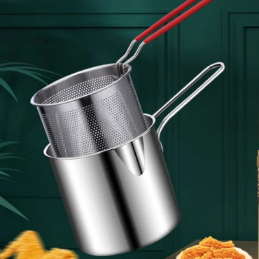 Compact Stainless Steel Deep Fryer Filter Rack Essential for Home Cooking Crispy Chips Fish Easy Use Kitchen Utensil Pans