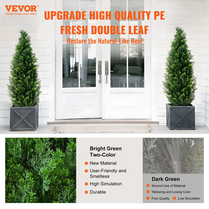 Artificial Cedar Topiary Tree – Evergreen Faux Pine for Indoor & Outdoor Decor (Set of 2)