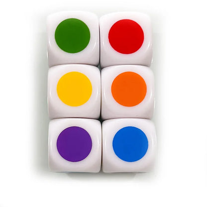 6-Pack 6-Sided Round Color Dice 16mm (0.63 in) Acrylic Puzzle Game