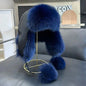 2025 100% Real Fox Fur Hats Women's Russian Ushanka Aviator Trapper Snow Skiing Hat Caps Earflap Winter Raccoon Fur Bomber Hat