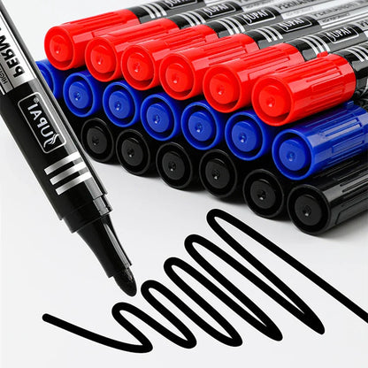 Permanent Fine Tip Marker Pens 1.5mm Waterproof Ink - 3/6 Pack Black Blue Red