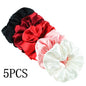 10/5 Pcs Satin Hair Scrunchies Set for Women & Girls – Soft Silk Elastic Hair Bands | Elegant Solid Color Ponytail Holders & Headwear Accessories