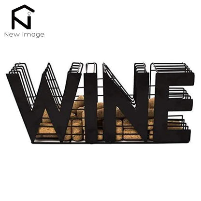 NEWIMAGE Metal Wine Cork Holder - Countertop or Wall Mount, Lacquered Rustic Design, 13"W x 6"H, Kitchen Bar Décor