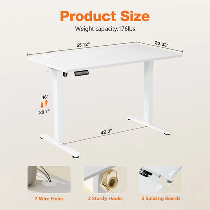 JHK Electric Standing Desk - 40"/48"/55" Sizes, 28.35"-46.46" Height, 3 Memory Presets, 154 lbs, Anti-Collision, EPA/CARB, Oak/Black/White/Rust