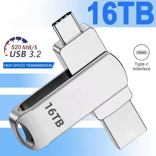 16TB USB 3.2 Metal Flash Drive – High-Speed Pendrive (1TB–16TB Options)