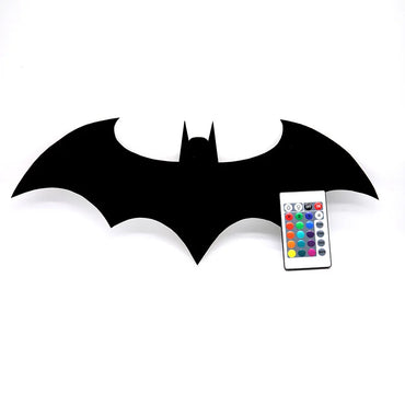Wooden Bat LED Wall Lamp with Remote - Decorative Night Light for Bedroom, Living Room & Bar