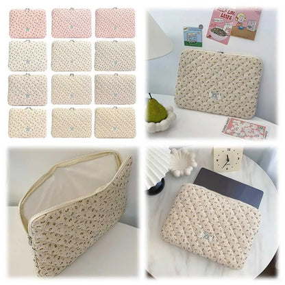 Flower Print Quilted Laptop Sleeve — 11–15 Inch, Padded