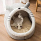 Washable Cozy Cat Bed - Semi-Closed Pet Lounger with Removable Cushion for Cats & Small Dogs (S/M/L)