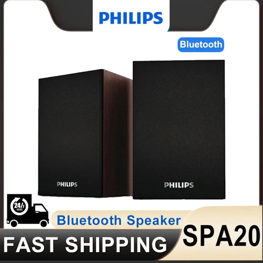 360° Bluetooth Wireless Stereo Speaker for Computer & Laptop — USB Wooden 2.0 PC Speakers