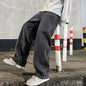 Men's Korean Streetwear Loose Wide-Leg Jeans - Straight Baggy Pants in Black & Light Blue