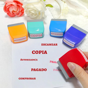 5-Pack Spanish Financial Approval Stamp Set - Office Accounting Stamps Aprobado Pagado Revisado Escaneado Copia