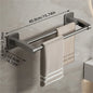 Self-Adhesive Double Towel Bar No-Drill Bathroom Towel Rack White/Gray