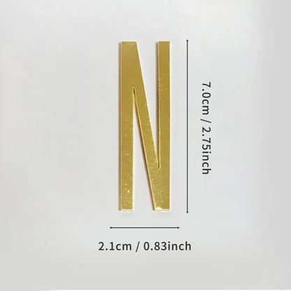 Golden Self Adhesive House Number Metal English Alphabet Letters for Apartment Room Door Plate Table Mailbox Number Stickers 7cm