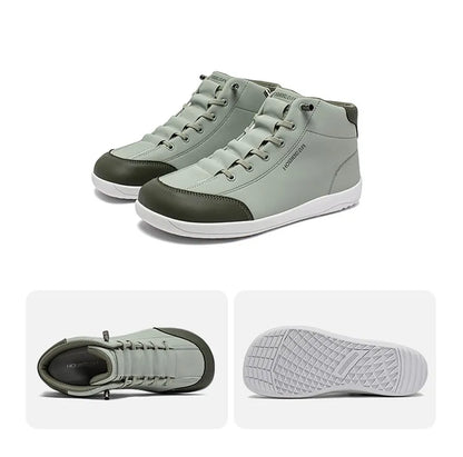 Mid-Top Barefoot Ankle Boots Wide-Toe Zero-Drop Non-Slip Artificial Leather Shoes