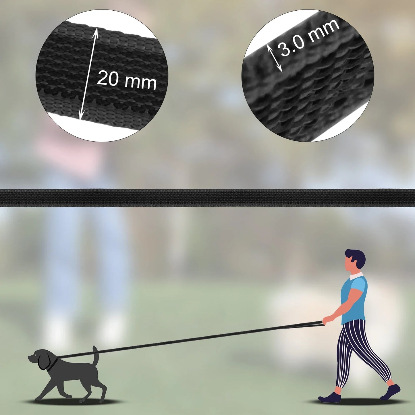 Long Dog Training Leash – 1.5m / 5m / 10m / 15m (4.9–49.2 ft) Durable Fiber Leash for Medium & Large Dogs, Personalized