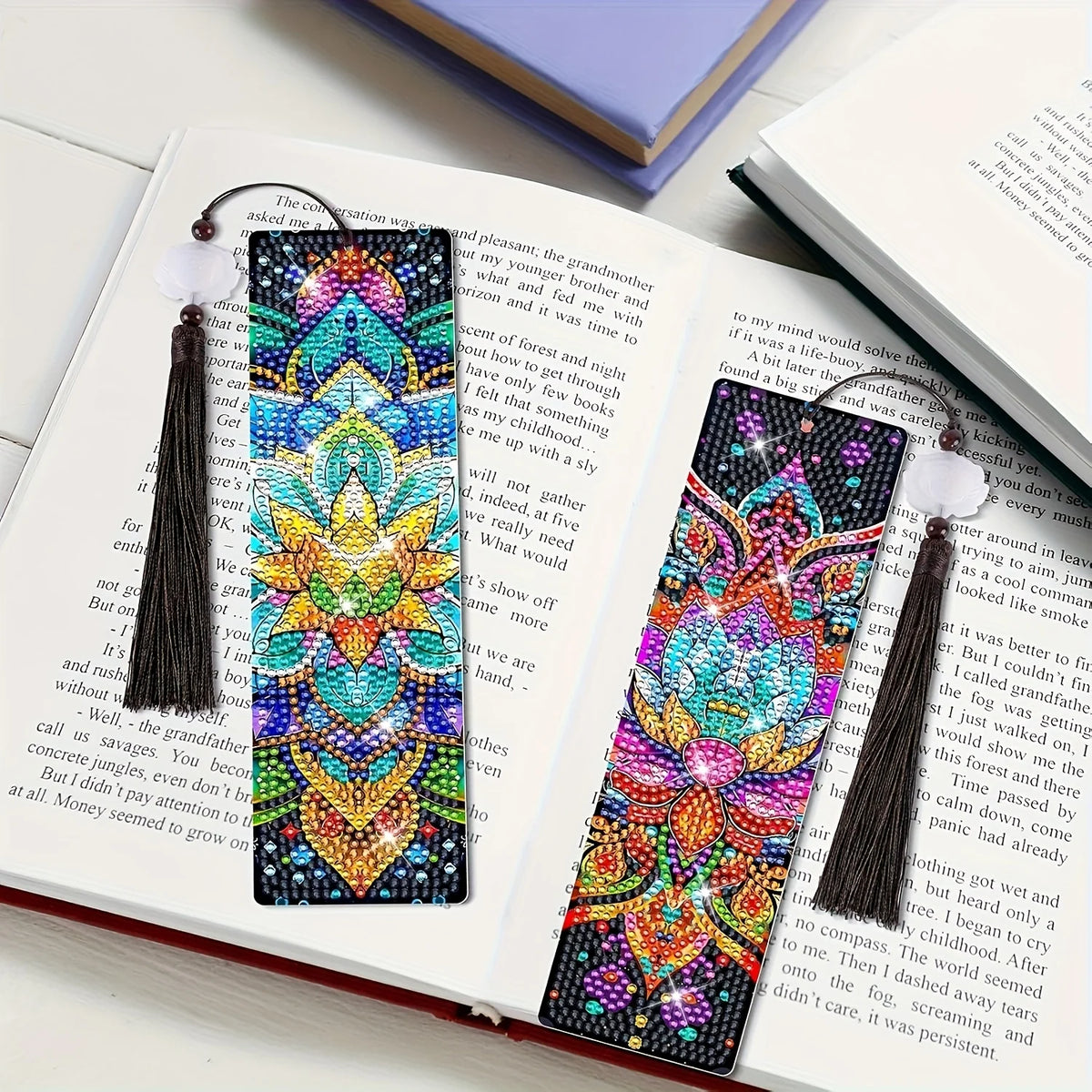 8-Piece Floral Diamond Painting Bookmark Craft Kit
