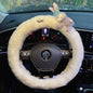 Cute Cartoon Fur Steering Wheel Cover Winter Warm Car Handle Cover for Women