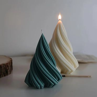 3D Geometric Christmas Tree Silicone Molds for Spiral Taper Candles, Resin, Soap & Clay — 4.7 x 3.3 x 3.3 in (11.9 x 8.4 x 8.4 cm)