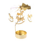 Gold Metal Rotating Tealight Candle Holder - Tabletop Spinner for Wedding Christmas Dinner Party Decoration Gift