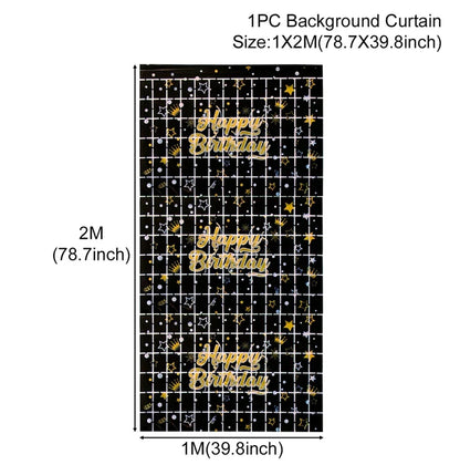 Gold Glitter Happy Birthday Party Backdrop For Photo Black  Happy Birthday Adult Theme Party Decoration Supplies DIY Backdrops