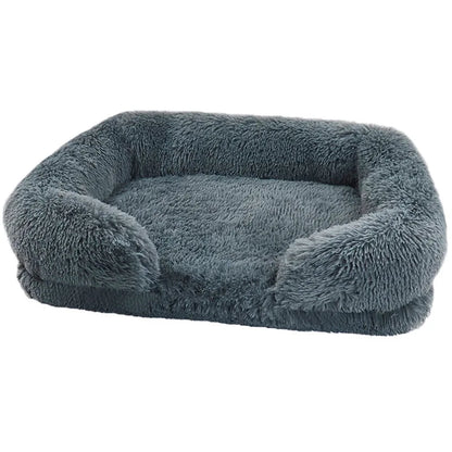Plush Dog Bed with Removable Cover – Thickened Winter Pet Sofa Pad, Square, Small & Large