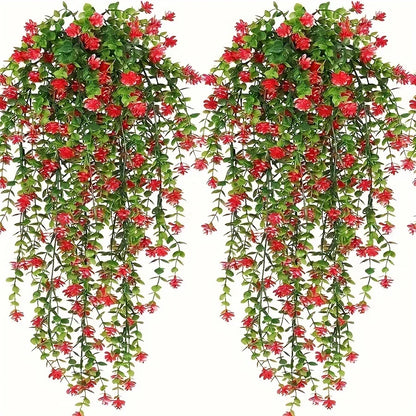 3pcs, Artificial Hanging Plants Fake Hanging Plant Faux Eucalyptus Leaf Greenery Vine Outdoor UV Resistant Plastic Plants