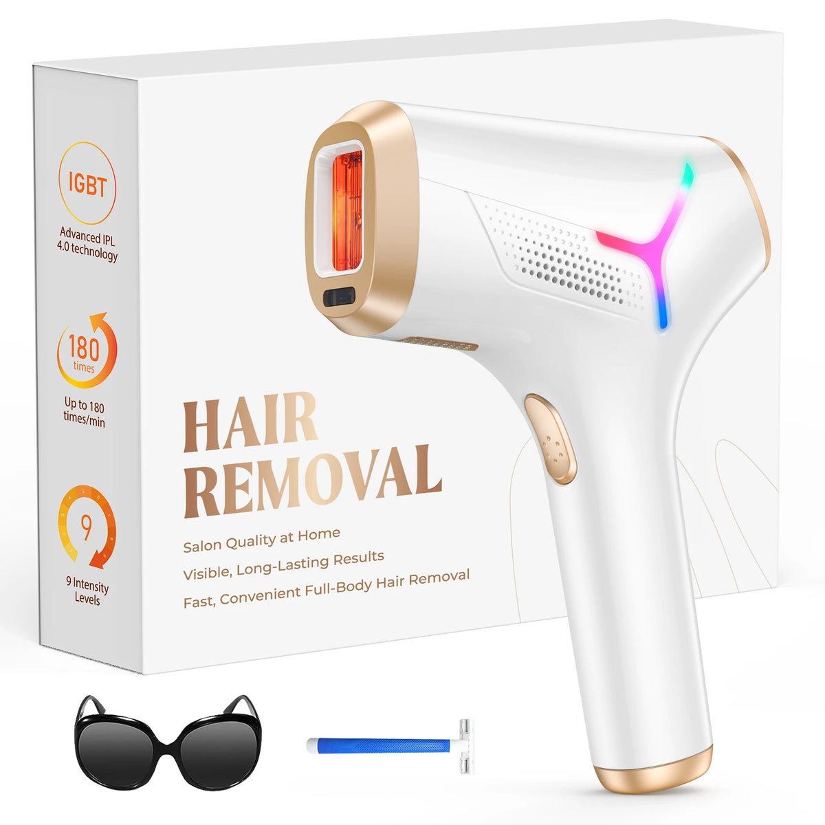 JOOYEE AI06 IPL Hair Removal Device – 999,999+ Flashes, 9 Energy Levels, Permanent At-Home Hair Remover for Face & Body, Women & Men