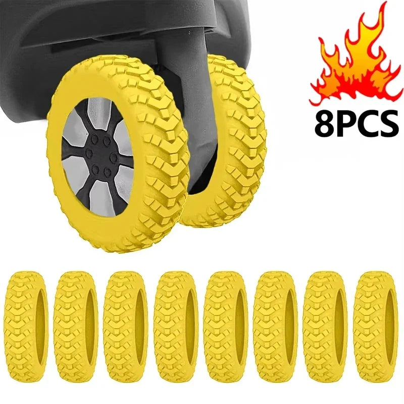 8-Pack Silicone Luggage Wheel Covers – 5 cm (2.0 in) Noise-Reducing Suitcase Caster Protectors
