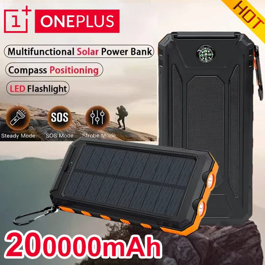 Solar Power Bank 200000mAh 120W Fast Charge Portable External Battery with Solar Panel, SOS & LED Light