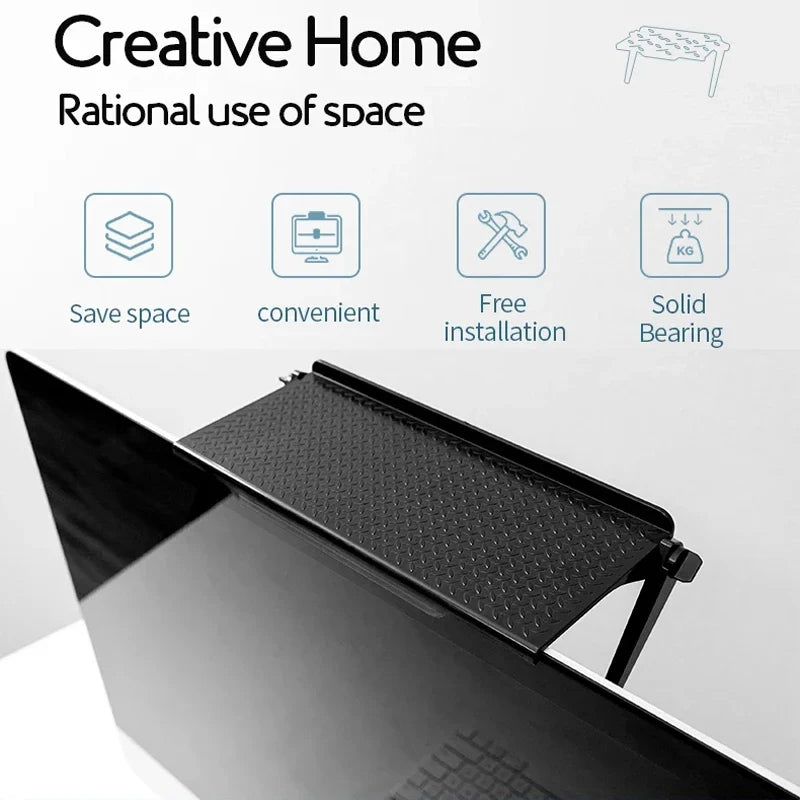 TV Screen Top Storage Shelf Adjustable Monitor Storage Rack Computer Desktop Display Stand TV Router Storage Rack Home Organizer
