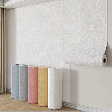 2.8/10m 3D Thicken self-adhesive wallpaper linen plain Diatom Mud wall stickers color decor renovation anti-collision Home Decor