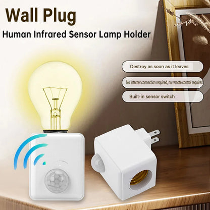 AC85-265V E27 Led Lamp Base with Motion Sensor PIR Human Induction Light Bulb Holder Socket Adapter Converter Adjustable