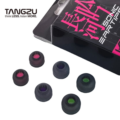 Sonic Silicone Earbud Tips - Corrugated Medical-Grade Ear Tips 3-Pair (S/M/L)