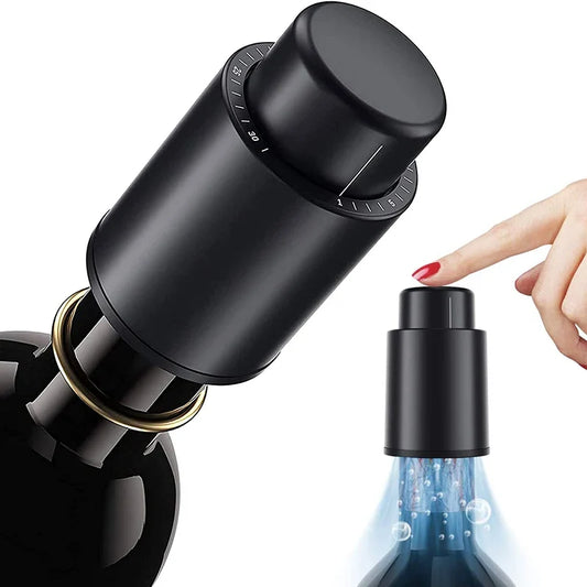Vacuum Wine Bottle Stopper with Date Marker – Push-Seal Silicone Wine Saver, Reusable