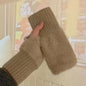 Faux Mink Fleece Fingerless Gloves for Women - Plush Knitted Half-Finger Wrist Mittens for Driving & Writing (One Size 16 x 9 cm / 6.3 x 3.5 in)