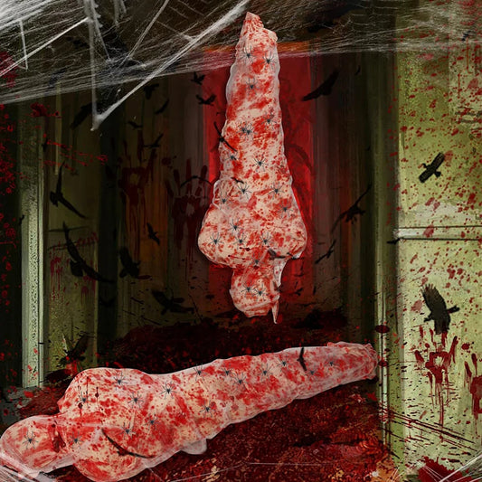 Halloween Hanging Corpse Horror Prop – 59-Inch Scary Dead Body Bloody Cocoon for Outdoor Yard, Haunted House & Halloween Party Decor