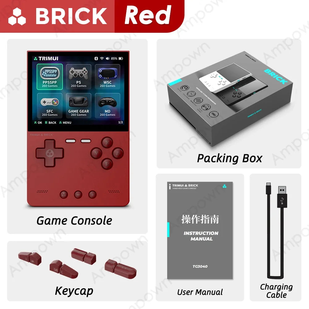 TRIMUI BRICK Handheld Game Console - 3.2" IPS, Allwinner A133P, Linux, RGB LED, Metal Back, 12,000+ Games, 4 Colors