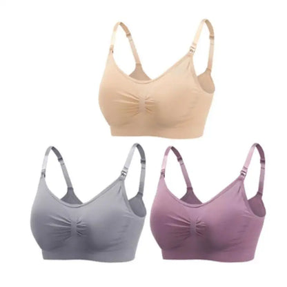 3-Pack Seamless Maternity Nursing Bras – Wireless Breathable Nursing Bra with Removable Pads & Front/Back Closure