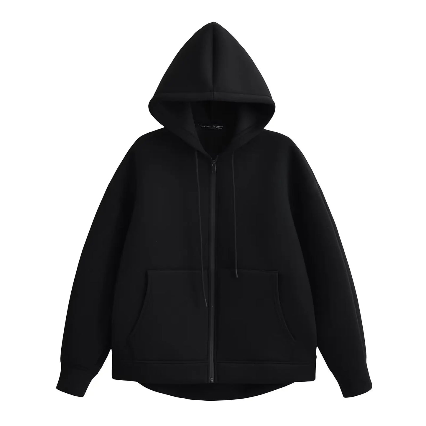 Women's Oversized Zipper Hoodie Jacket with Double Pockets - Casual Autumn/Winter Coat