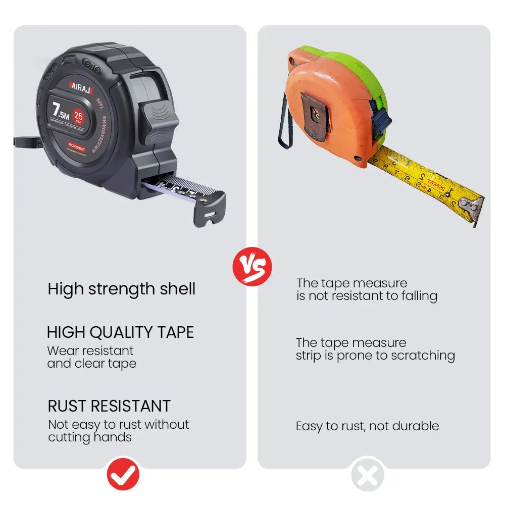 High Precision Waterproof Tape Measure — 3m/5m/7.5m (9.8ft/16.4ft/24.6ft) Thickened Anti-Corrosion Retractable Ruler for Woodworking & DIY