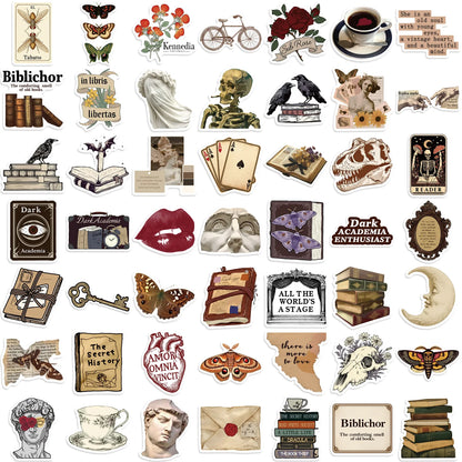 50PCS Cartoon Dark Aesthetics Graffiti Stickers Decorative Guitar Notebook Luggage DIY Waterproof Stickers